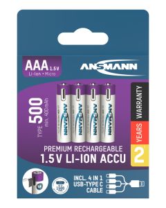 Li-Ion batteries AAA type 500 (min. 400 mAh) 4pcs. paper blister