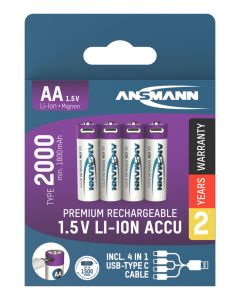 Li-Ion batteries AA type 2000 (min. 1800 mAh) 4pcs. paper blister
